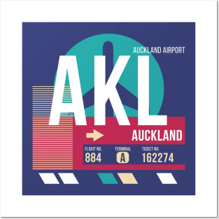 Auckland, New Zealand (AKL) Airport Code Baggage Tag Posters and Art